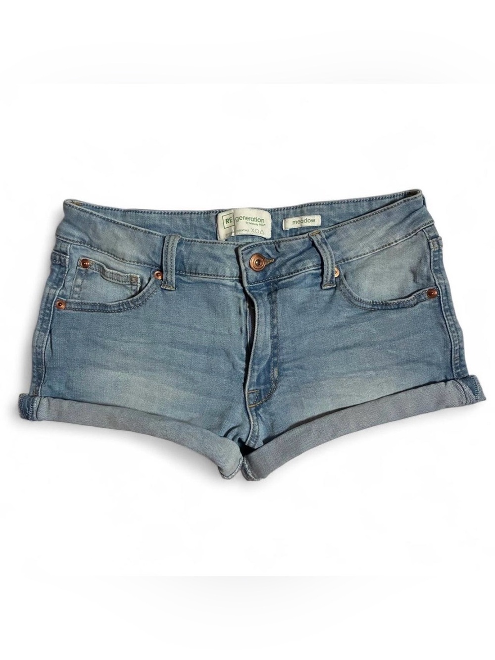 Celebrity Pink Faded Blue Denim Jean Shorts